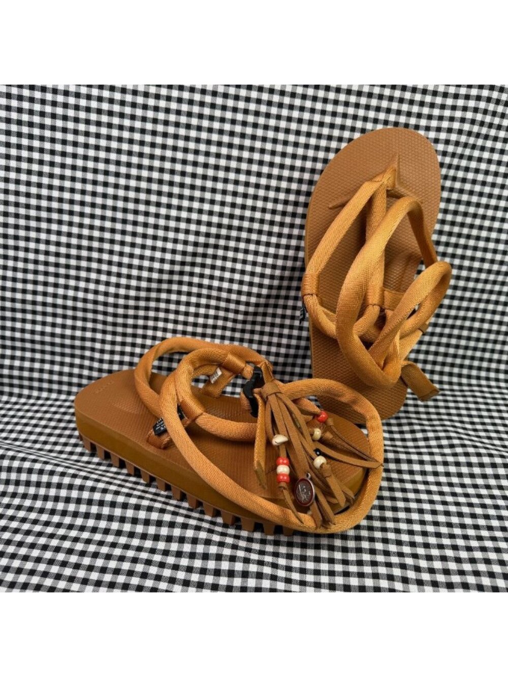 Alanui x Suicoke Platform Sandals Brown Beaded Vibram Sole NWOB Women's US 9 - Picture 3 of 8